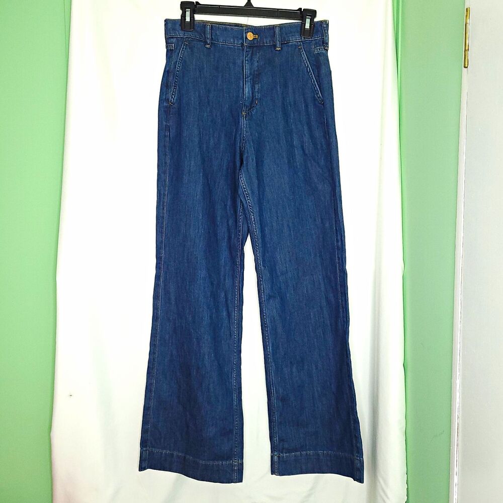 J.CREW High Rise Wide-Leg Blue Medium Wash Trouser Jeans 5-Pocket Sz.26 (NWT)